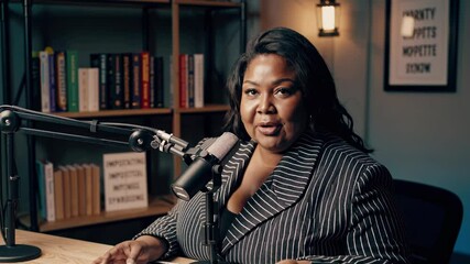 Engaging conversation on personal growth and empowerment in a cozy studio environment