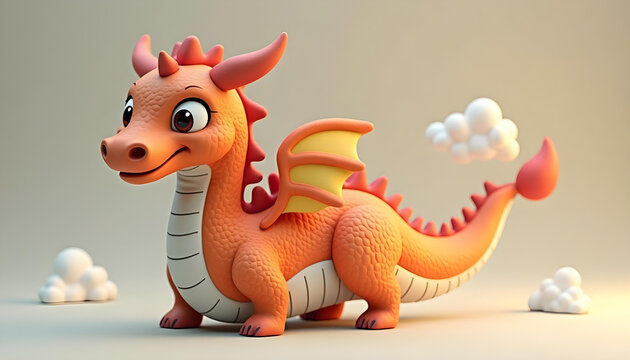 Figura de un drag&oacute;n naranja sonriente 