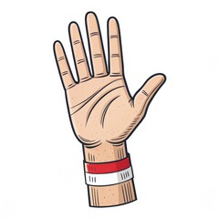 Obraz premium Hand with Wristband Cartoon Illustration, High-Five Gesture, Vector Art, Hand Gesture,Wristband Design Hand Gesture, Vector Illustration