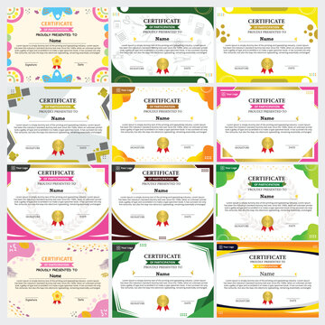 set of certificates with different types