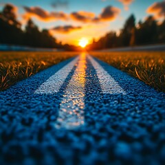 Sunset track road ahead, future goals