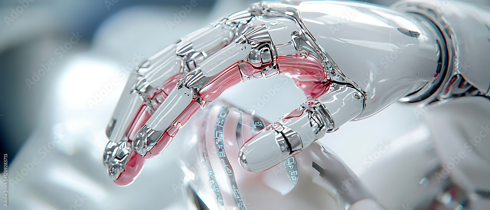 Poster innovative robotics interaction futuristic laboratory close-up image technology environment macro vi