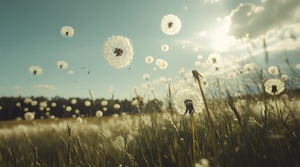 Golden Hour Dandelions: A Breathtaking Sunset Scene