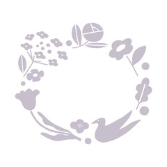 花　くすみカラー　フレーム