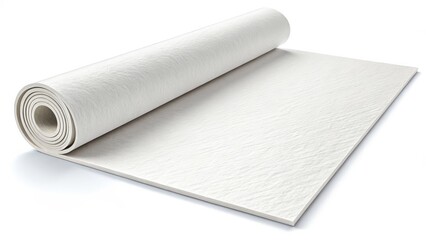 Fototapeta premium Rolled White Textured Material 3D Render, Unfurling Concept, Surface Texture, Product Mockup Material, Texture
