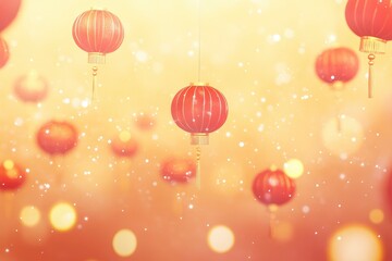 Obraz premium A vibrant display of red lanterns and golden lights, creating an enchanting atmosphere for the Chinese New Year celebration.