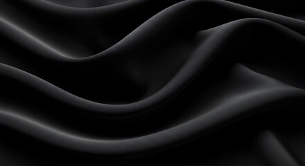 Fototapeta premium Silk fabric, abstract wavy black satin fabric background