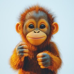 Fototapeta premium Playful Baby Monkey with Adorable Expression and Soft Fur