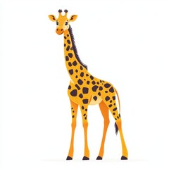 Obraz premium Colorful Cartoon Giraffe Standing on White Background