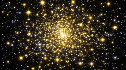 Obraz premium Sparkling Golden and Silver Starfield Celestial Night Sky Cosmic Background Galaxy Illustration