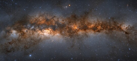 Fototapeta premium Stunning Panorama of the Milky Way Galaxy Cosmic Dust Stars and Nebulae
