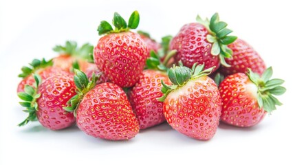 A bunch of ripe, sweet strawberries with their bright red color and tiny seeds, Each strawberry&rsquo;s fresh texture and vibrant color captured in exquisite detail