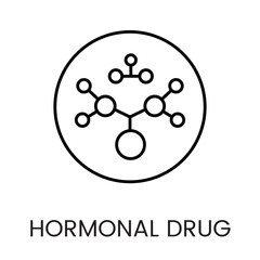 A molecular structure icon in vector, symbolizing hormonal drugs or chemical compounds, with an editable stroke