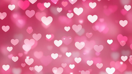 A colorful pattern of overlapping hearts in shades of red, pink, and white, creating a lively and romantic design.