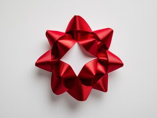 Red satin ribbon bow isolated on white background. (1)