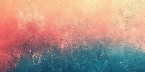 Fototapeta premium Teal and peach color gradient with noise texture, vibrant cover, Generative AI