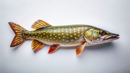Fototapeta premium Freshly Caught Northern Pike on Paper Background - Aerial View Stock Photo