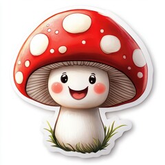 Cute cartoon mushroom with a happy face