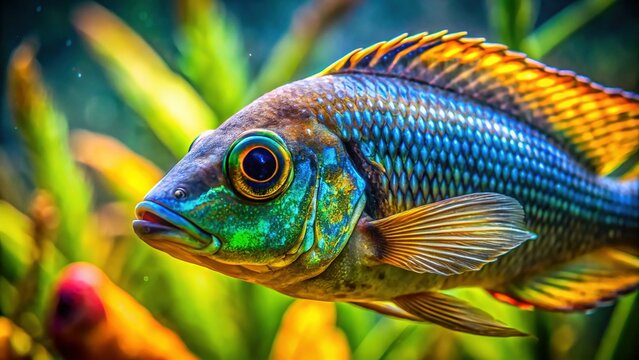 Macro Photography: Vibrant Scales of a Malawi Golden Cichlid