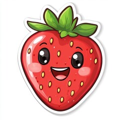 Obraz premium Cute cartoon strawberry with a big smile.