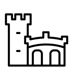 Castle Bridge Vector Line Icon Design
