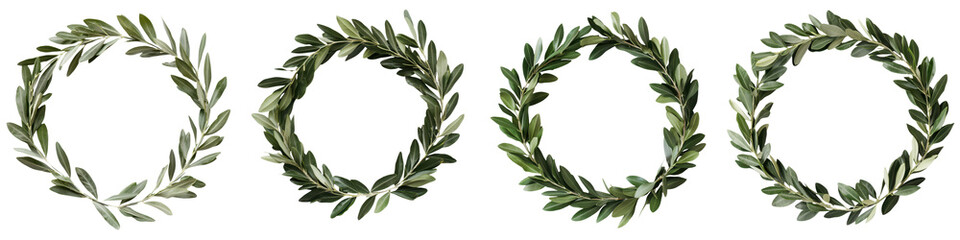Set of green leaf wreaths and frames in different shapes and sizes  These botanical decorative elements can be used for floral designs nature inspired art invitations greeting cards