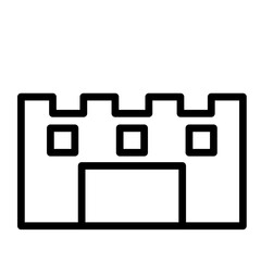 Castle Courtyard Vector Line Icon Design