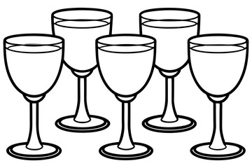 Abstract Wine Glasses Line Drawing Set