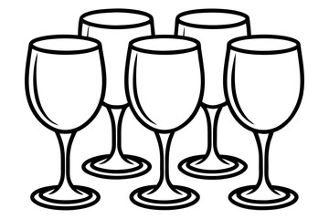Abstract Wine Glasses Line Drawing Set