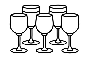 Abstract Wine Glasses Line Drawing Set