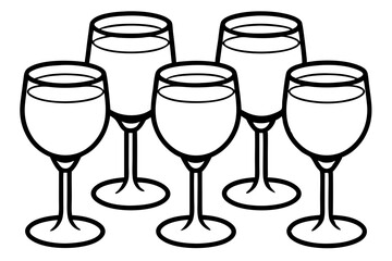Abstract Wine Glasses Line Drawing Set