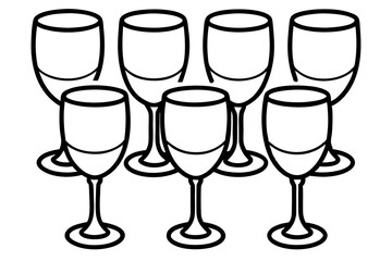 Abstract Wine Glasses Line Drawing Set