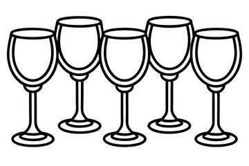 Abstract Wine Glasses Line Drawing Set