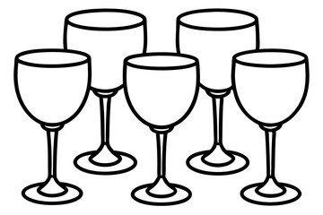 Abstract Wine Glasses Line Drawing Set