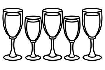 Abstract Wine Glasses Line Drawing Set