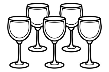 Abstract Wine Glasses Line Drawing Set