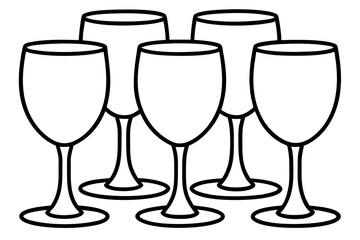 Abstract Wine Glasses Line Drawing Set