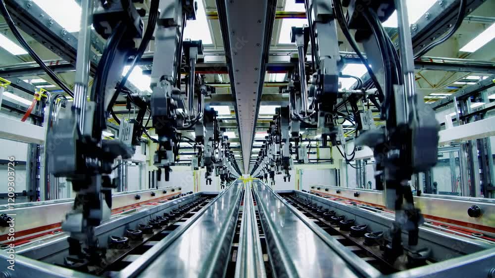 Aufkleber Robotic assembly line in a modern manufacturing facility with intricate machinery and automation processes