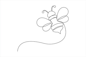 Honey bee continuous one line art drawing of vector