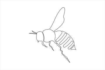Honey bee continuous one line art drawing of vector