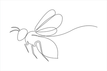 Honey bee continuous one line art drawing of vector