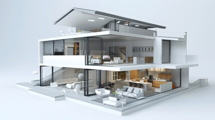 Modern Home Interior Design Cutaway View