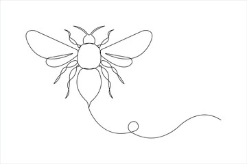 Honey bee continuous one line art drawing of vector