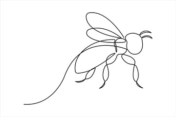 Fototapeta premium Honey bee continuous one line art drawing of vector