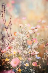 Dreamy Pastel Wildflower Meadow: A Soft Focus Floral Paradise