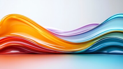 Fototapeta premium Colorful abstract waves creating a smooth flow, showcasing vibrant hues in a serene background