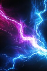 Vibrant lightning bolts in shades of blue, purple, and white electrify the dark background. The dynamic patterns create an energetic and engaging atmosphere perfect for various text overlays