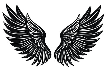 Fototapeta premium A Wings Silhouette black Vector isolated on a white background