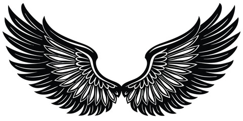 Fototapeta premium Wing Vector silhouette illustration black color