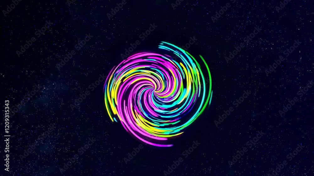 Leinwandbilder Colorful swirling patterns create a mesmerizing visual experience in a dark space